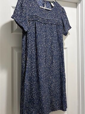 J. Crew Navy and Cream Silk Shirt Dress